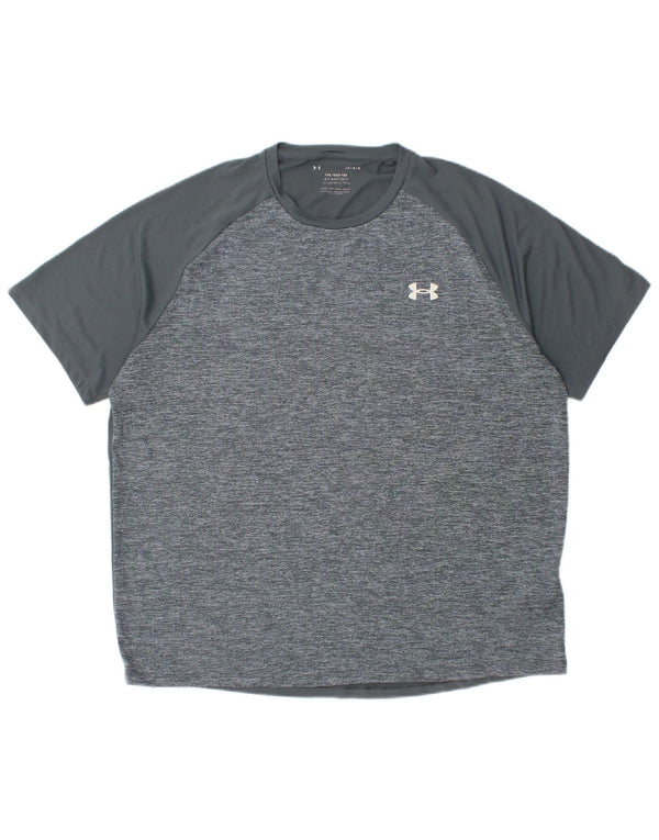 T-shirt da uomo Under Armour Top grande in poliestere chiazzato grigio