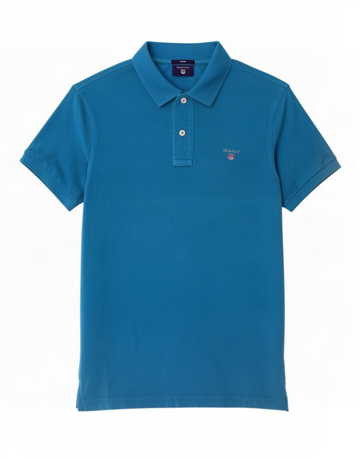 Polo da uomo Gant piccola in cotone blu