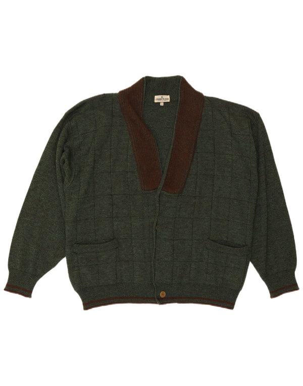 Maglione cardigan da uomo Cerruti 1881 UK 44 XL a quadri verdi