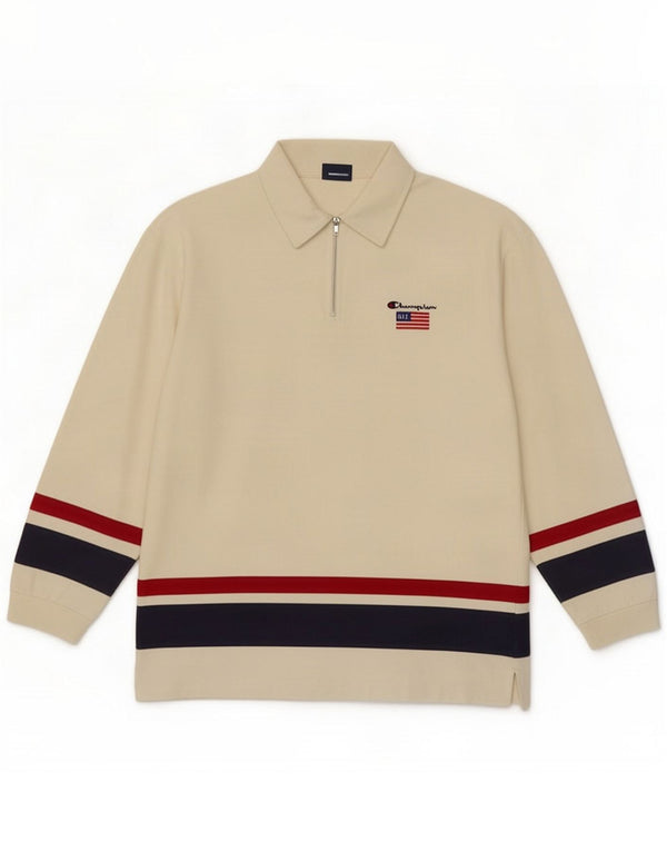 Champion Polo da rugby da uomo a maniche lunghe Medium White Colourblock