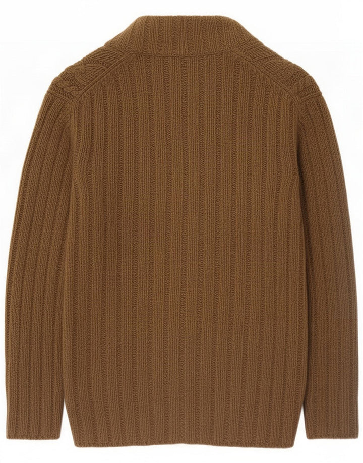 Massimo Dutti Maglione da uomo con collo a bottoni UK 44 2XL Lana marrone