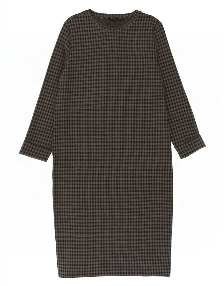 Abito a trapezio con maniche a 3/4 da donna Marks & Spencer UK 8 piccolo a quadretti neri