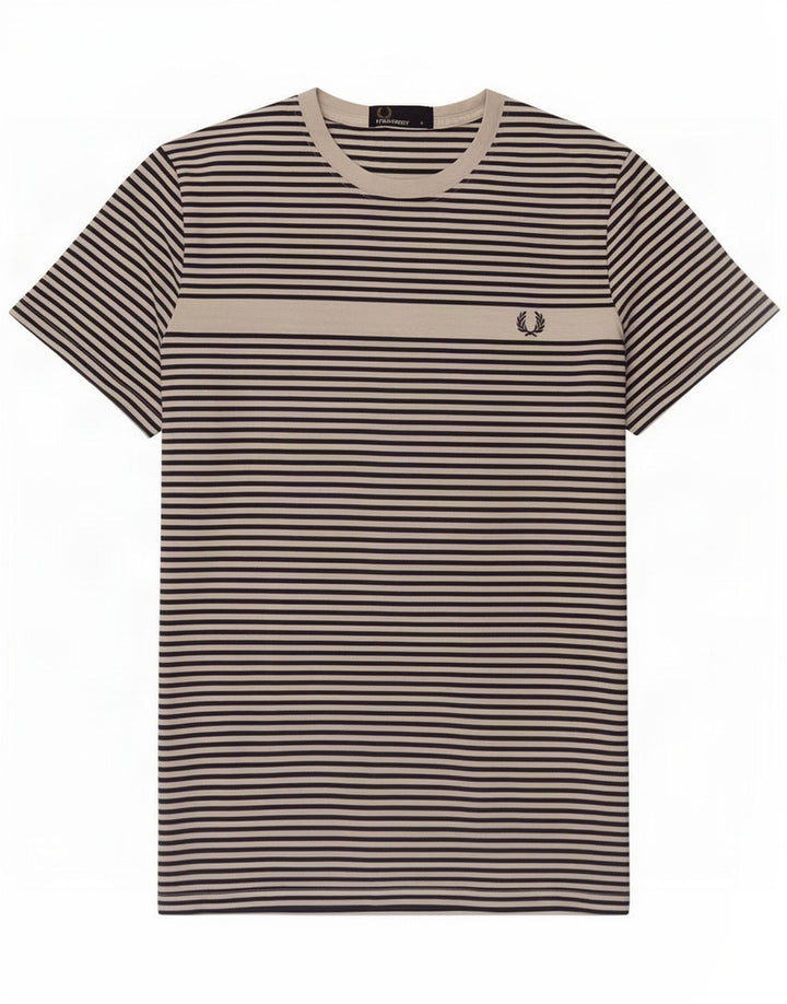 T-shirt da uomo Fred Perry Top piccolo in cotone gessato bianco