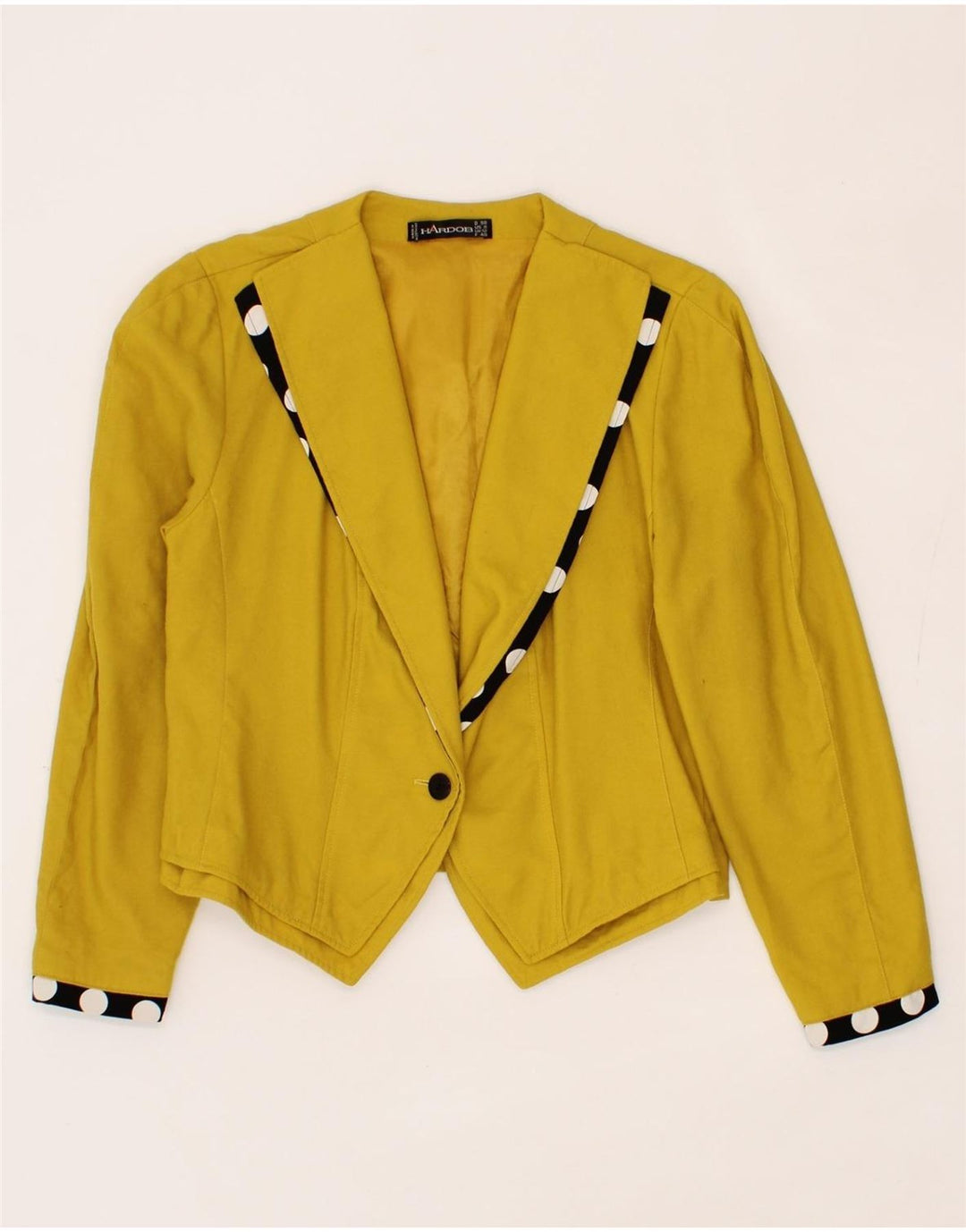 HARDOB Womens Asymetric 1 Button Blazer Jacket UK 12 Medium Yellow Vintage Hardob and Second-Hand Hardob from Messina Hembry 