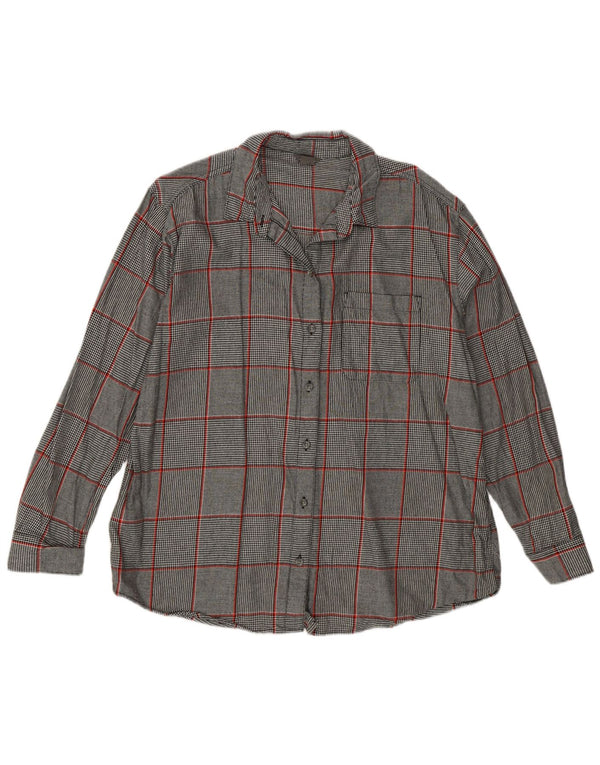 Camicia da donna Eddie Bauer UK 16 grande quadri grigi