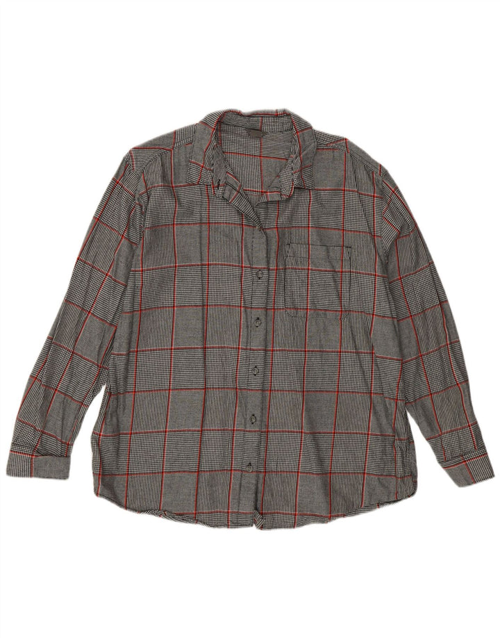 Camicia da donna Eddie Bauer UK 16 grande quadri grigi