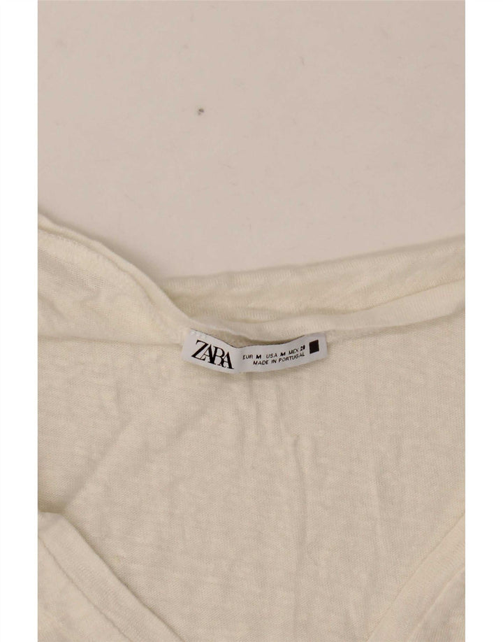 T-shirt corta da donna Zara UK 12 bianca media