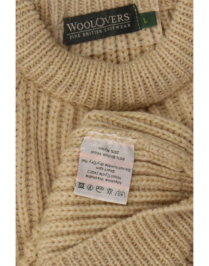 Maglione maglione girocollo da donna WoolOvers UK 16 Lana beige grande