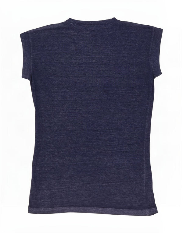 Hard Rock Cafe Womens London Graphic T-Shirt Top UK 6 XS Navy Blue Flecked