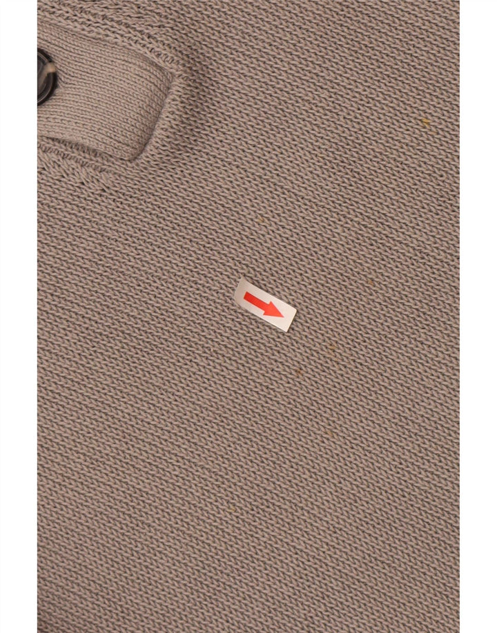 Maglione da uomo Reiss con collo a bottoni XL in cotone grigio