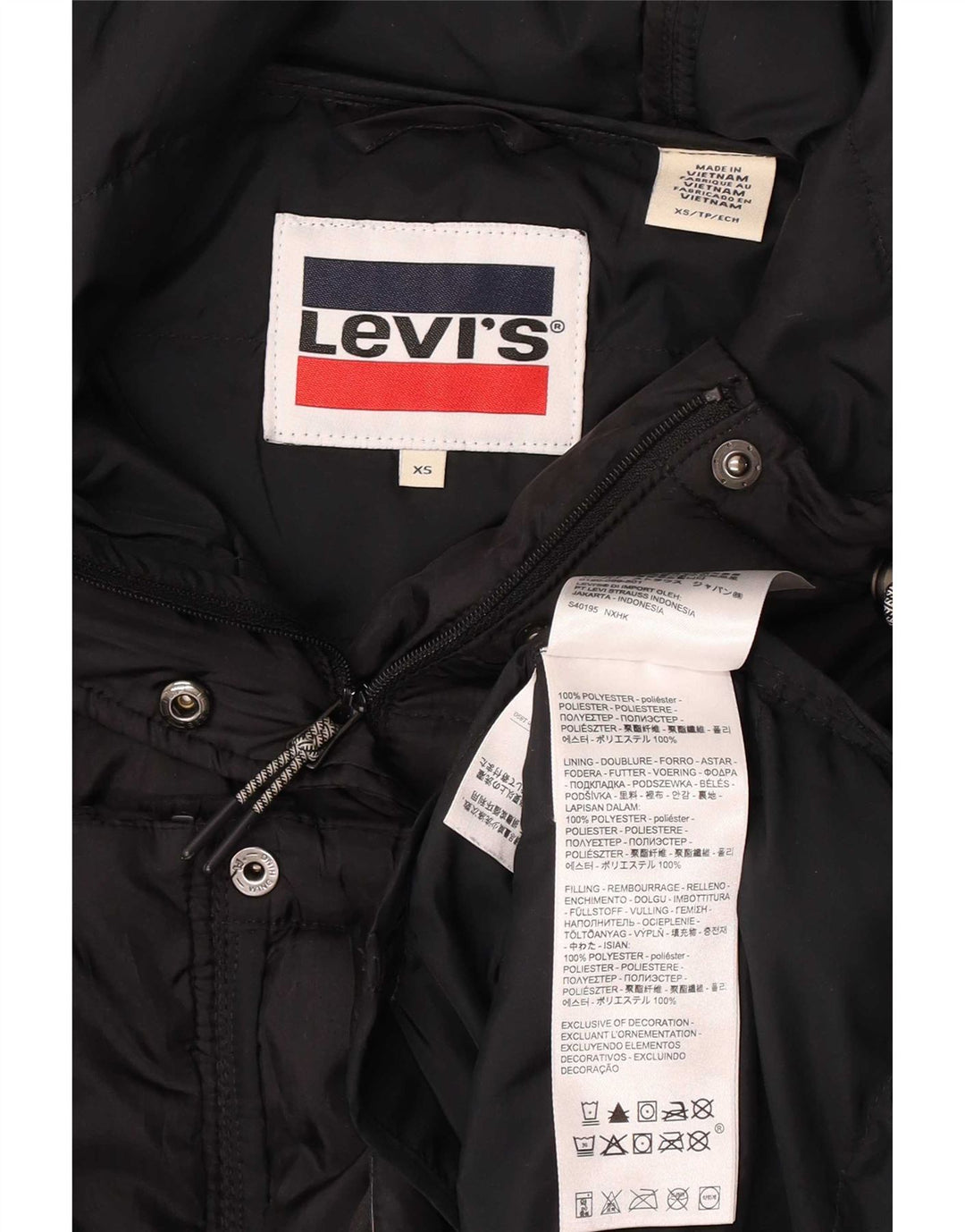 Giacca imbottita con cappuccio da donna Levi's UK 6 XS poliestere nero