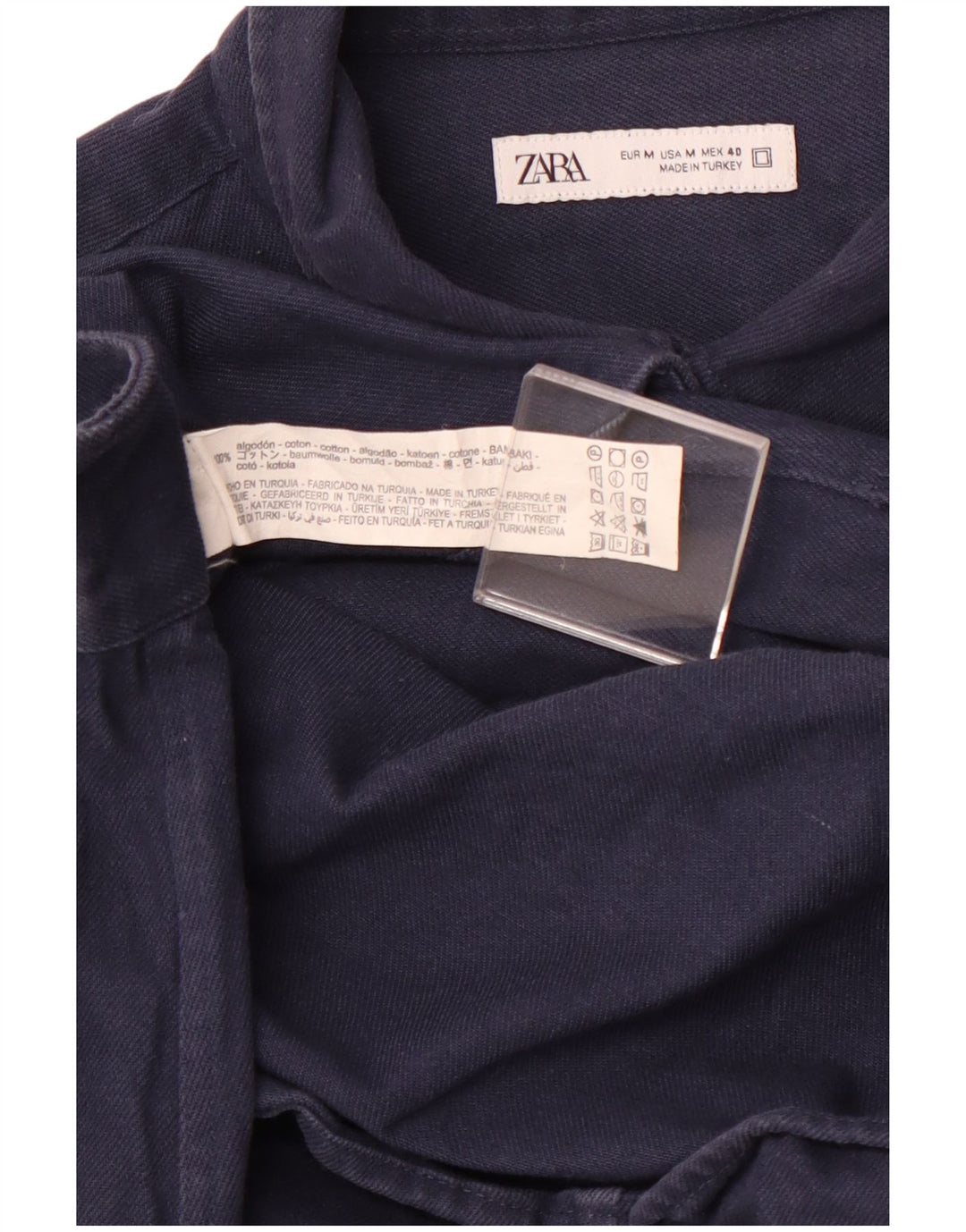 Camicia ZARA da uomo in flanella di cotone medio blu navy