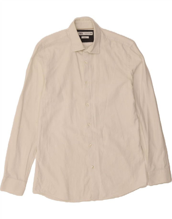 ZARA Mens Slim Fit Shirt Medium White Vintage Zara and Second-Hand Zara from Messina Hembry 