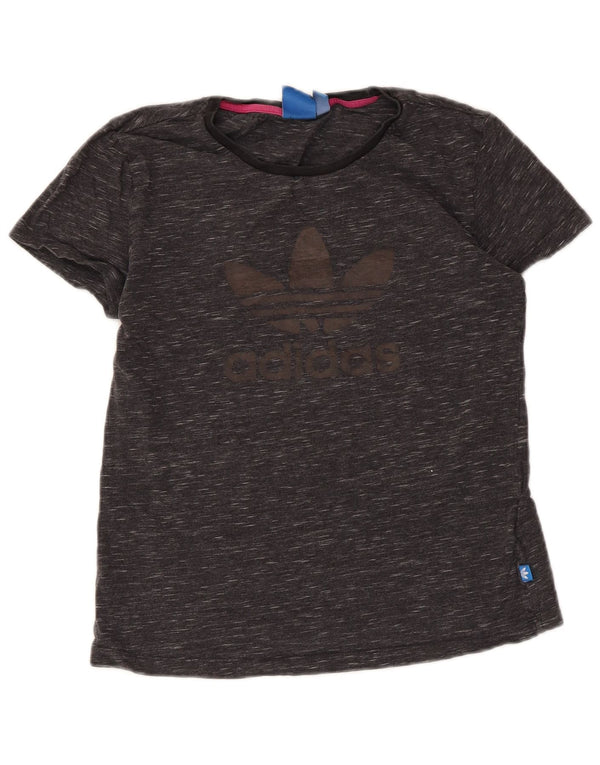 T-shirt grafica da donna Adidas Top UK 12 cotone chiazzato grigio medio