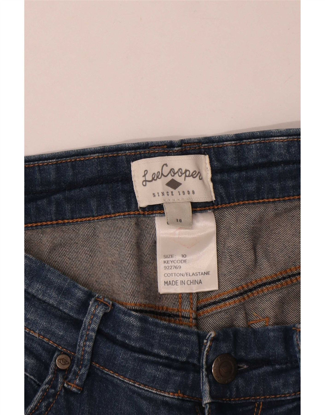 Pantaloncini di jeans da donna Lee Cooper US 10 Large W30 cotone blu