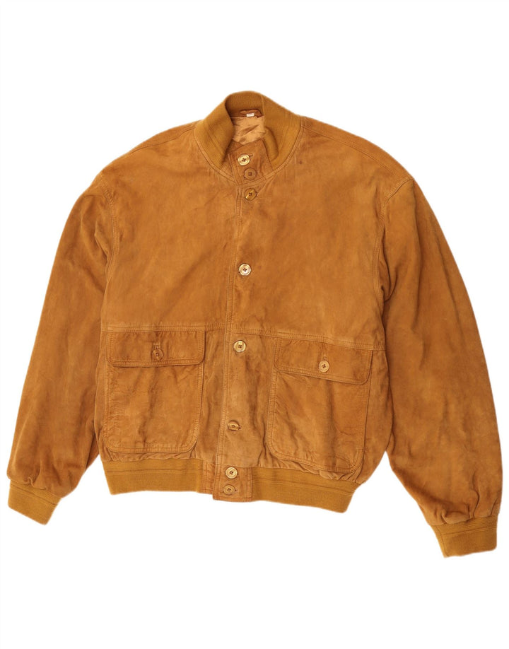 Giubbotto bomber vintage in pelle scamosciata da uomo IT 52 XL in pelle marrone