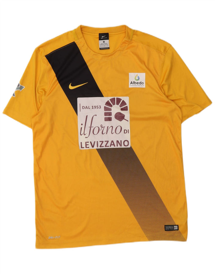 T-shirt grafica Nike Dri Fit da uomo, top in poliestere color block giallo medio