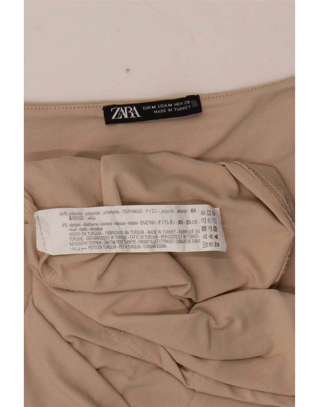 Canotta Donna Zara UK 12 Beige Medio Poliammide