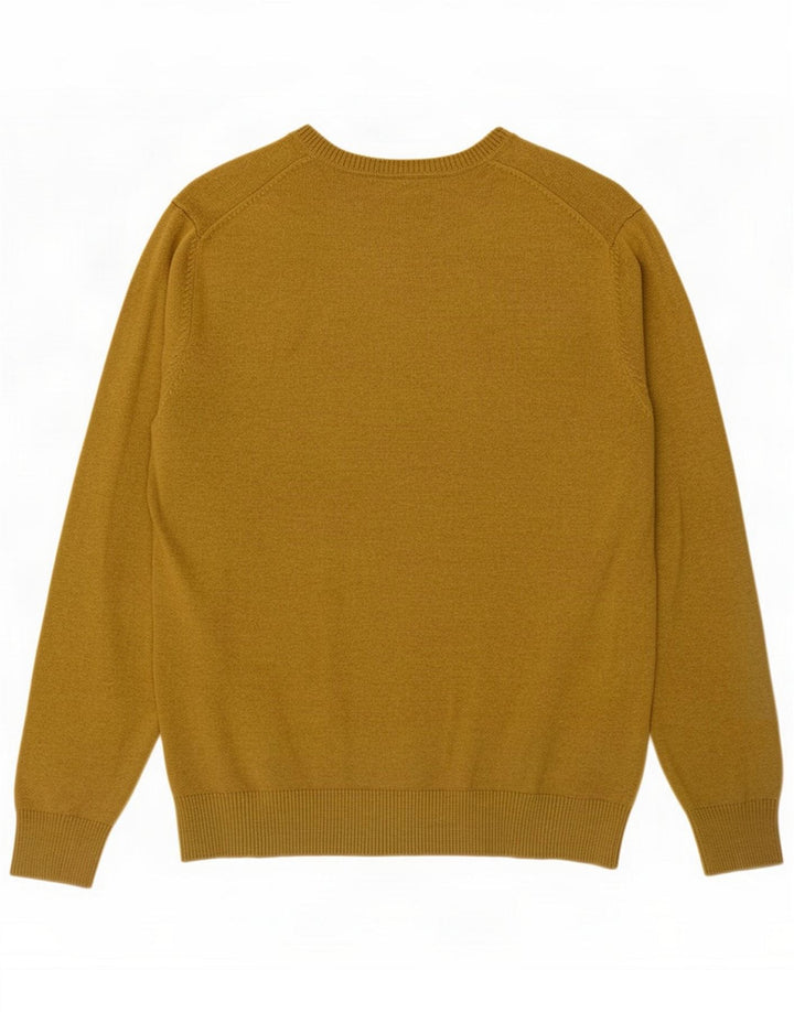 Massimo Dutti Maglione da uomo con scollo a V, cotone kaki medio