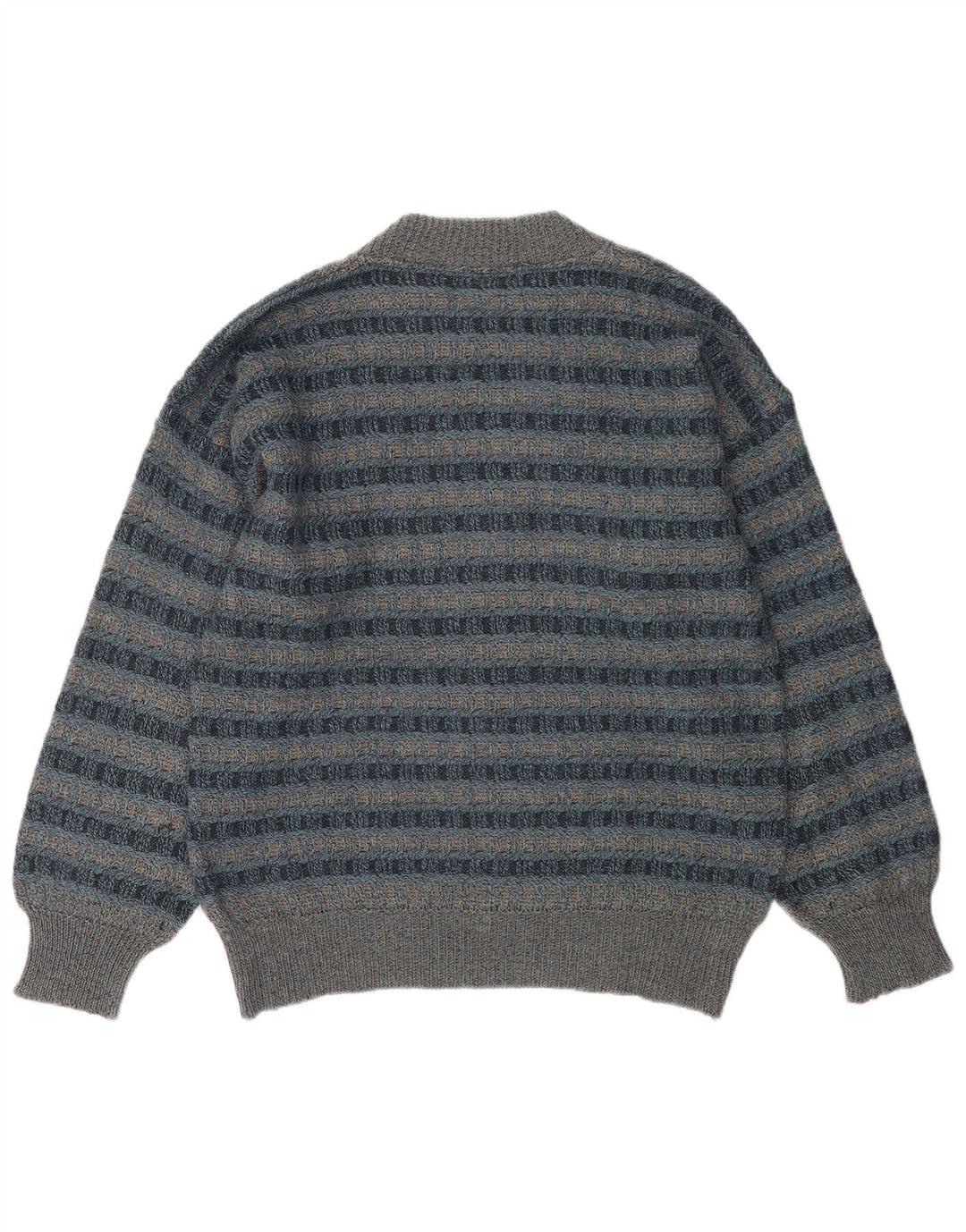 Maglione maglione girocollo da uomo vintage in acrilico a strisce blu grandi