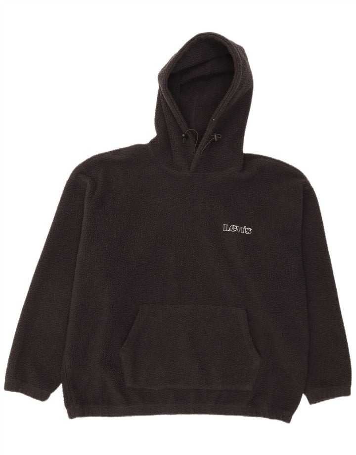 LEVI'S Maglione in pile con cappuccio rilassato da uomo grande poliestere nero