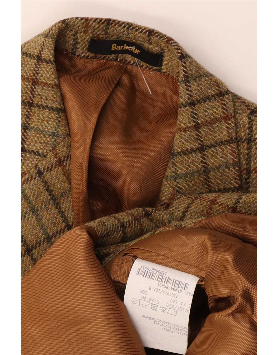Giacca blazer da uomo a 2 bottoni Barbour EU 48 Medium Khaki Check New Wool