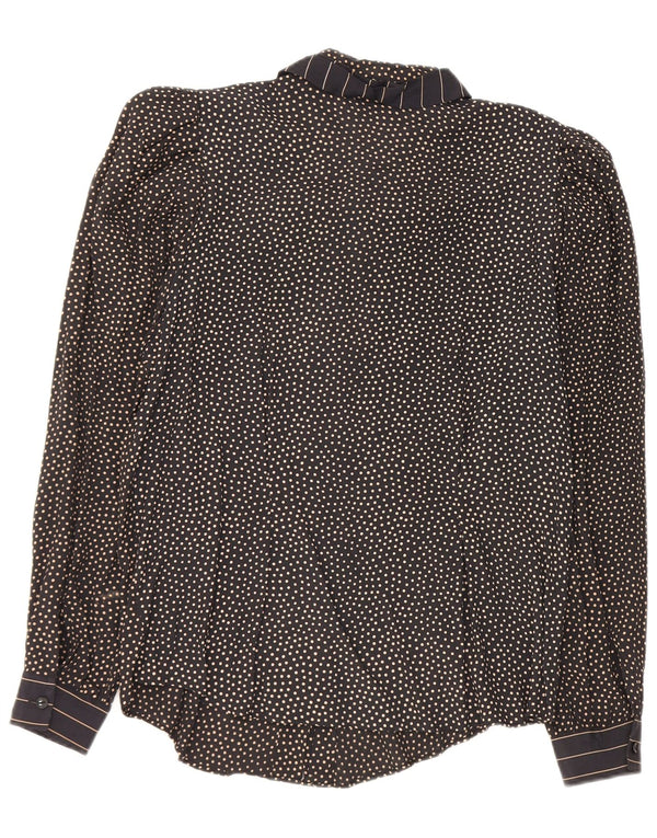 Primavera Firenze Camicia Camicetta da Donna UK 16 Grande Blu Navy a Pois
