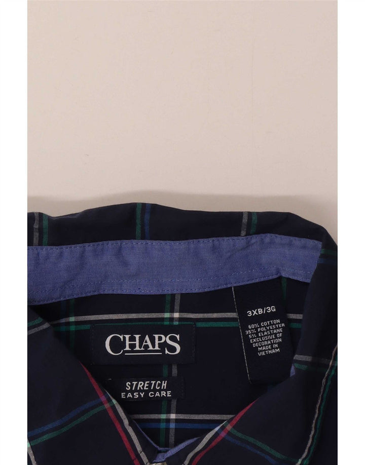Camicia elasticizzata da uomo Chaps 3XL in cotone a quadri blu navy