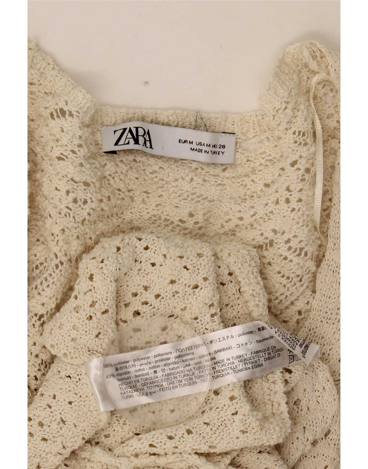 Abito maglione Zara da donna con maniche a 3/4 UK 12 Poliestere bianco medio