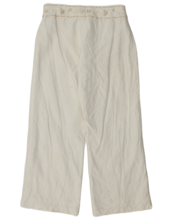 Pantaloni corti da donna SASHA a gamba larga UK 10 Small W28 L25 Lino bianco
