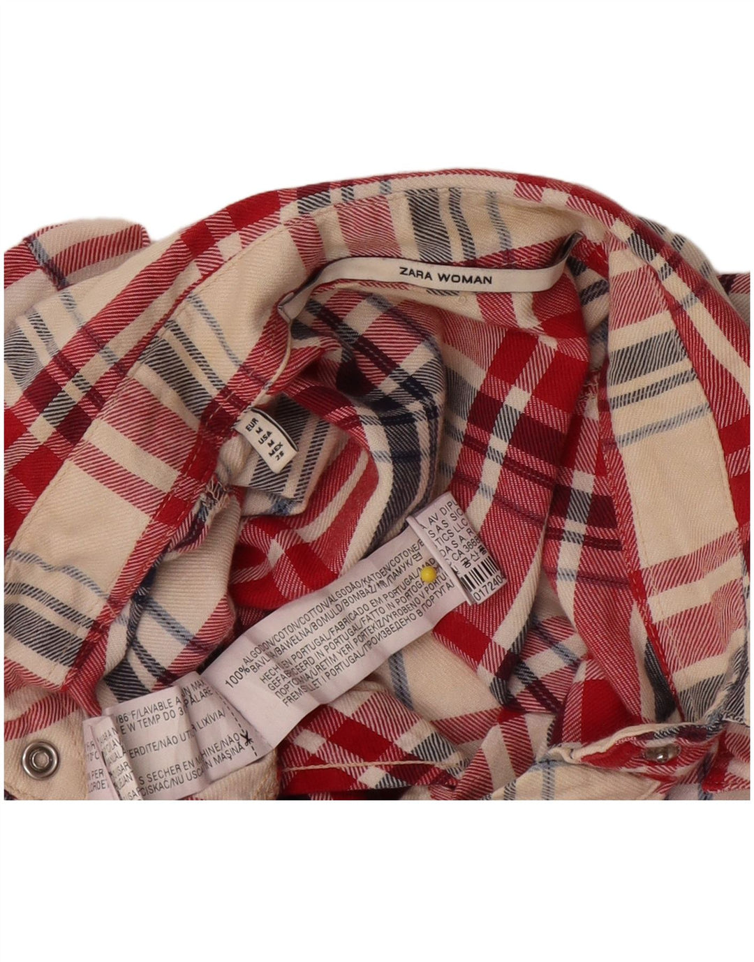Camicia in flanella da donna Zara UK 14 Cotone scozzese rosso medio