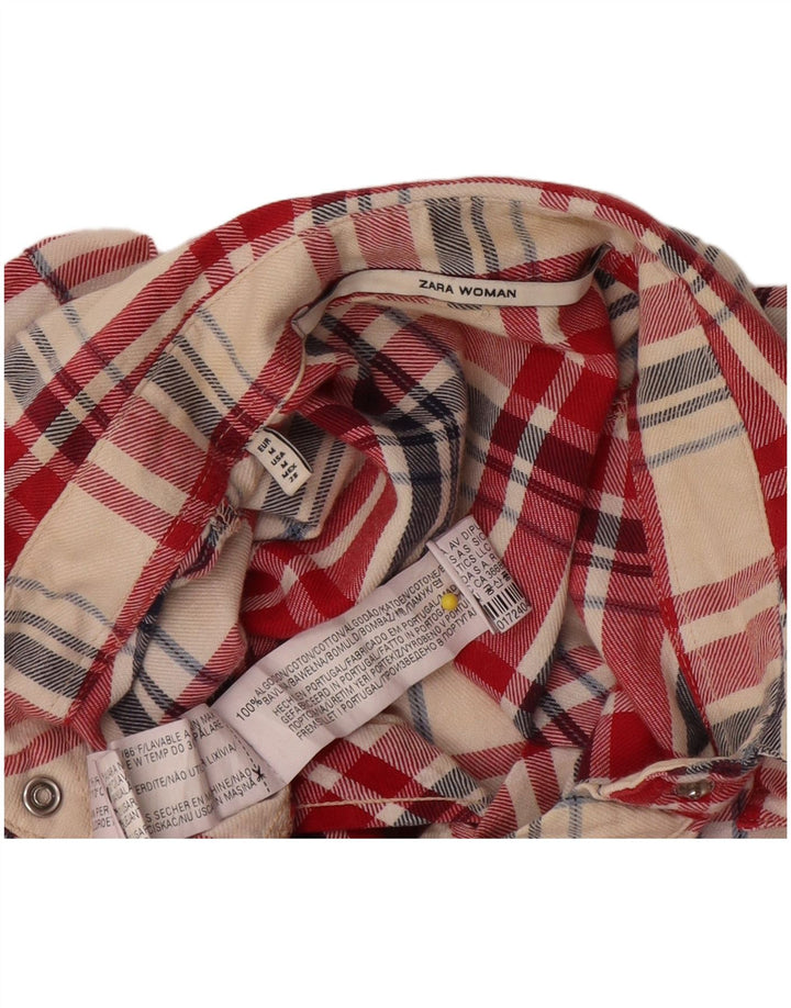 Camicia in flanella da donna Zara UK 14 Cotone scozzese rosso medio