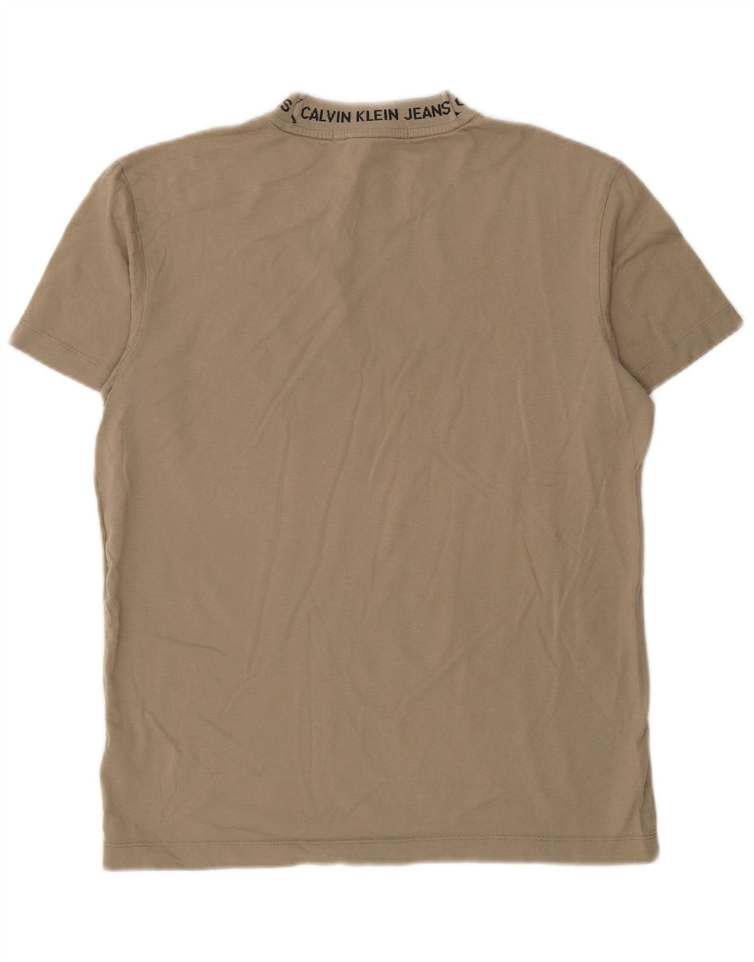 CALVIN KLEIN JEANS T-shirt grafica da uomo Top Small in cotone kaki