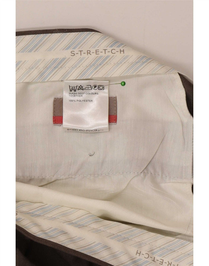 Pantaloni da abito con pegging da uomo Marks & Spencer W36 L31 poliestere grigio