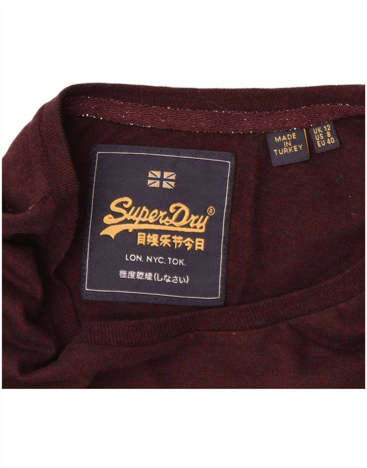 T-shirt grafica da donna Superdry Top UK 12 Medium Maroon Poliestere