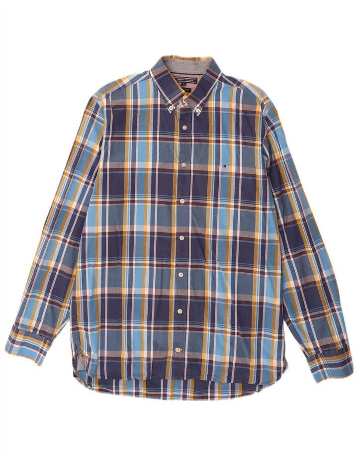 Camicia da uomo Tommy Hilfiger New York Fit Camicia in cotone a quadri blu medio