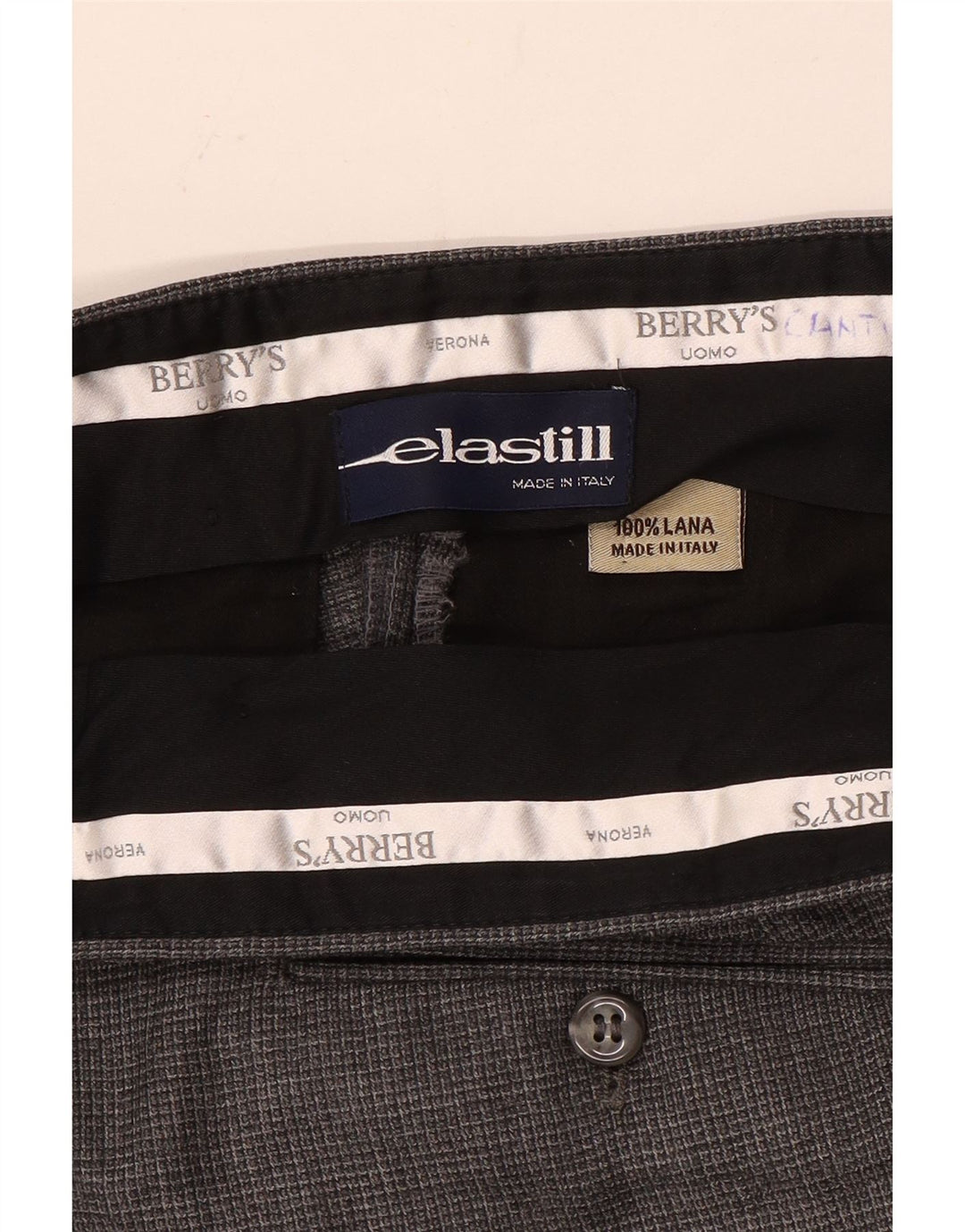 Pantaloni da abito dritti vintage da uomo W36 L34 in lana grigia