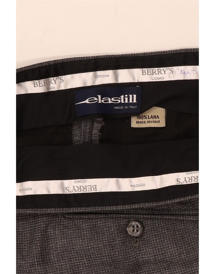 Pantaloni da abito dritti vintage da uomo W36 L34 in lana grigia