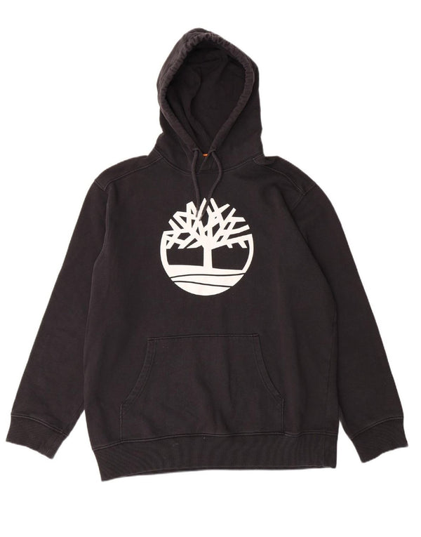 TIMBERLAND Felpa con cappuccio grafica da uomo con vestibilità regolare, grande cotone nero