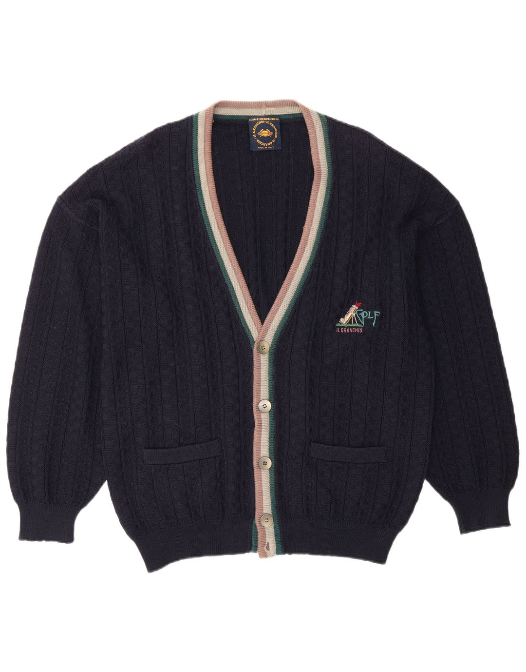 Maglione cardigan da uomo Il Granchio grande blu navy