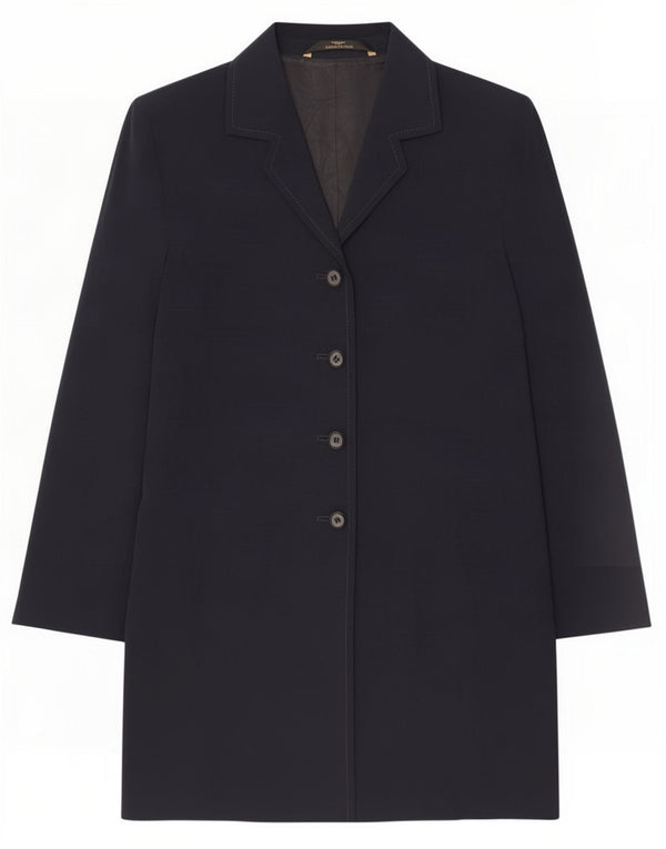 Cappotto Marks & Spencer da donna St. Michael UK 14 grande poliestere blu navy