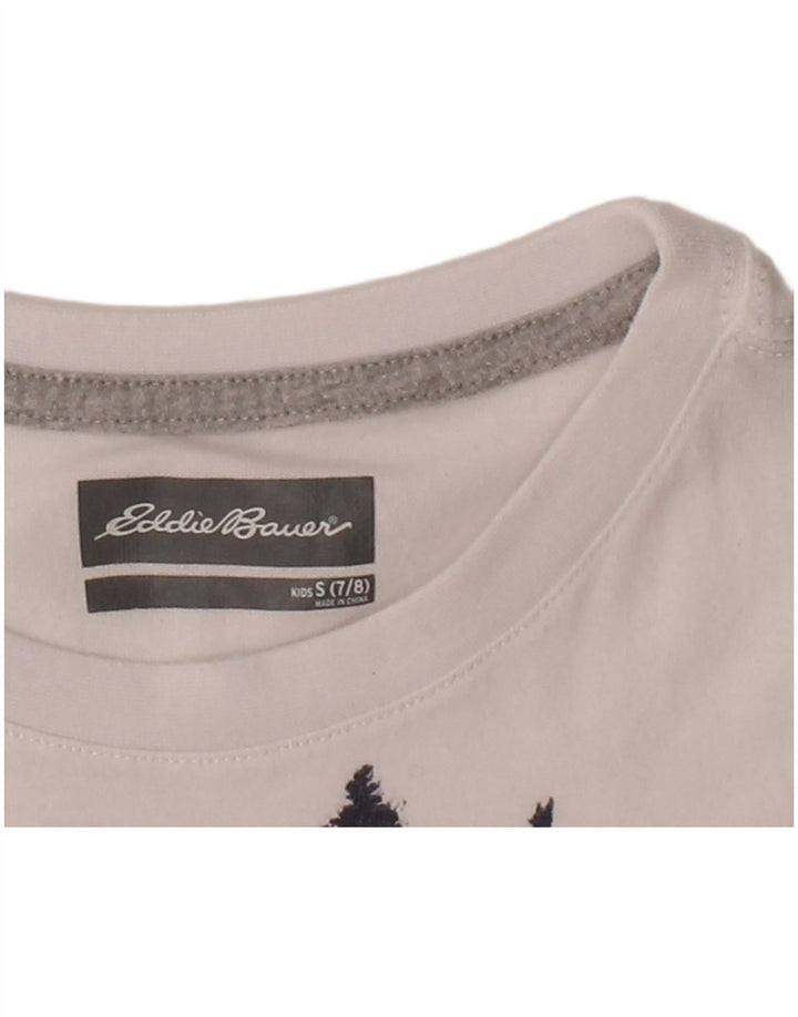 EDDIE BAUER Boys Graphic T-Shirt Top 7-8 Years Small White Cotton