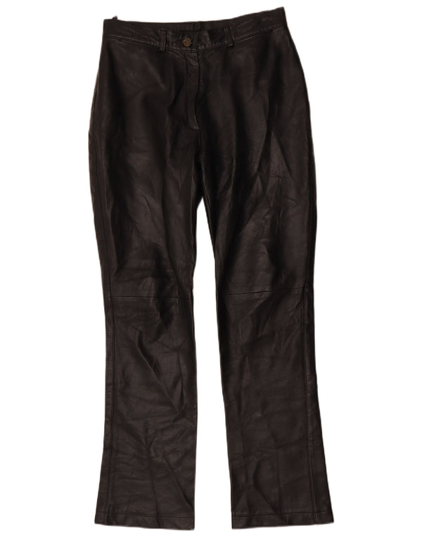 Vintage Womens Bootcut Leather Trousers IT 42 Medium W30 L30 Black