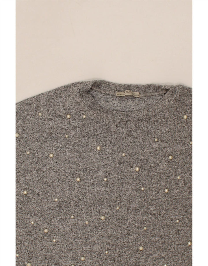 ZARA Womens Oversized T-Shirt Top UK 10 Small Grey Viscose Vintage Zara and Second-Hand Zara from Messina Hembry 