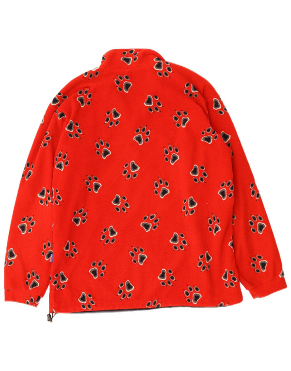 Maglione in pile con collo con zip grafico da uomo Jack Wolfskin, stampa animalier rossa media
