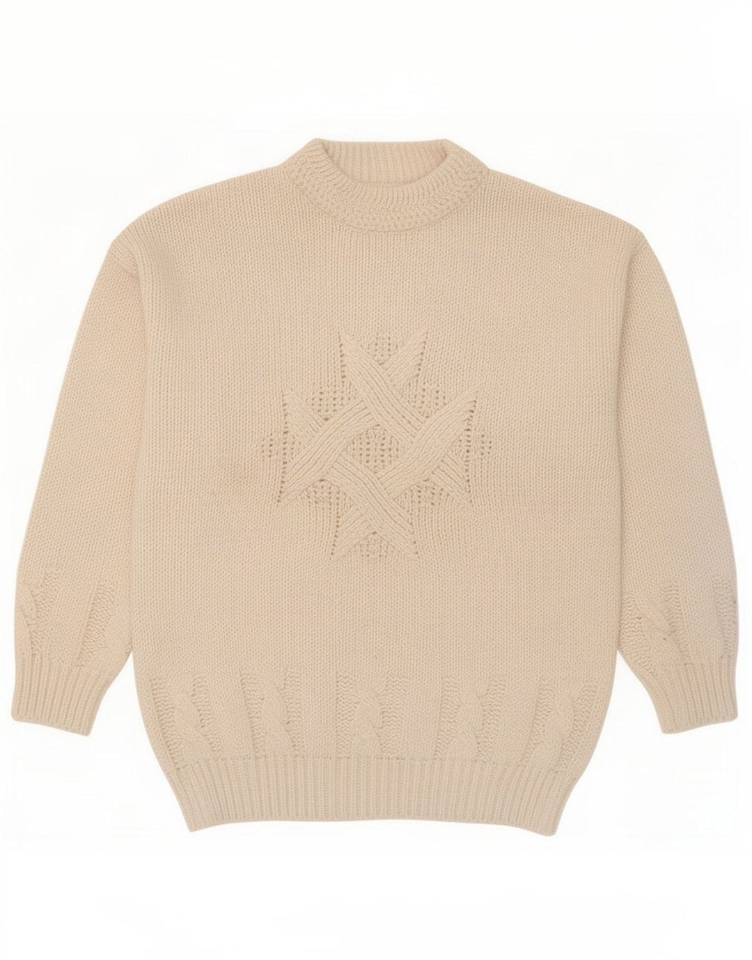 Maglione vintage da uomo con collo alto e maglione grande in lana bianca