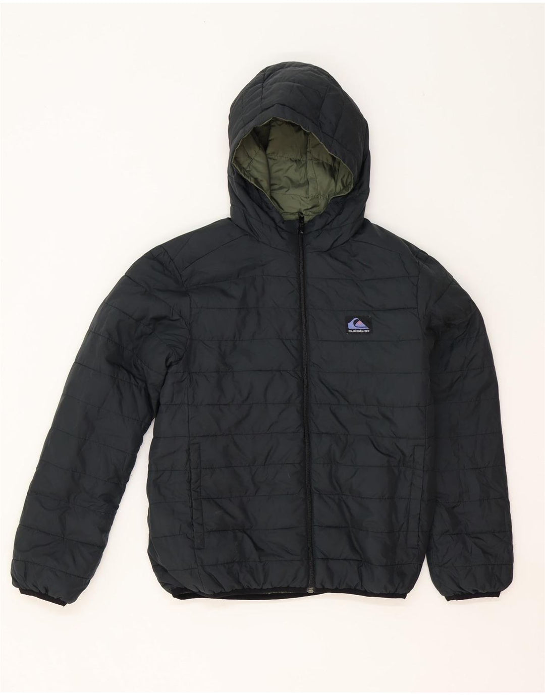 Giacca imbottita reversibile con cappuccio Quiksilver per ragazzi 11-12 anni media kaki