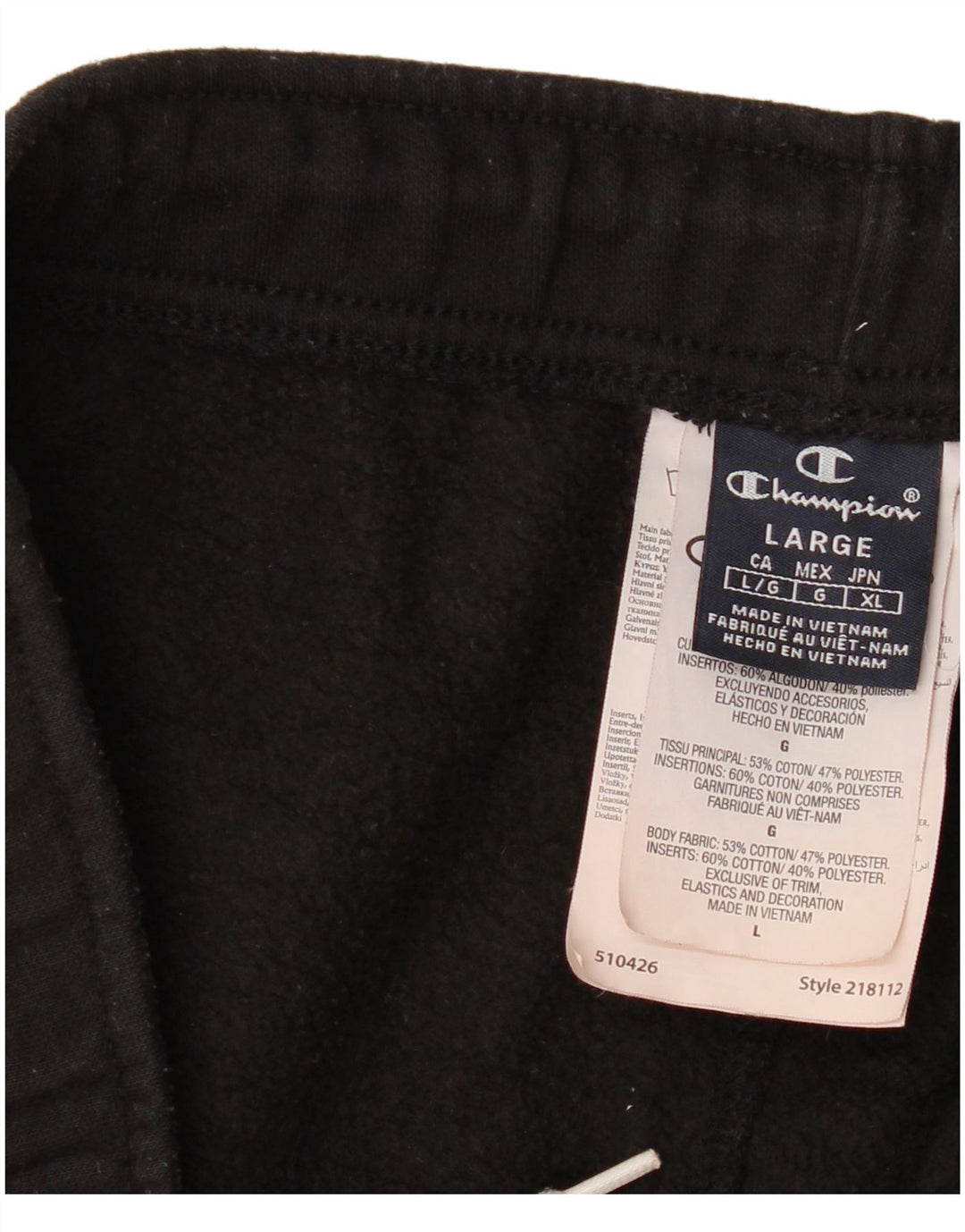 Pantaloni da tuta da uomo Champion grandi in cotone nero
