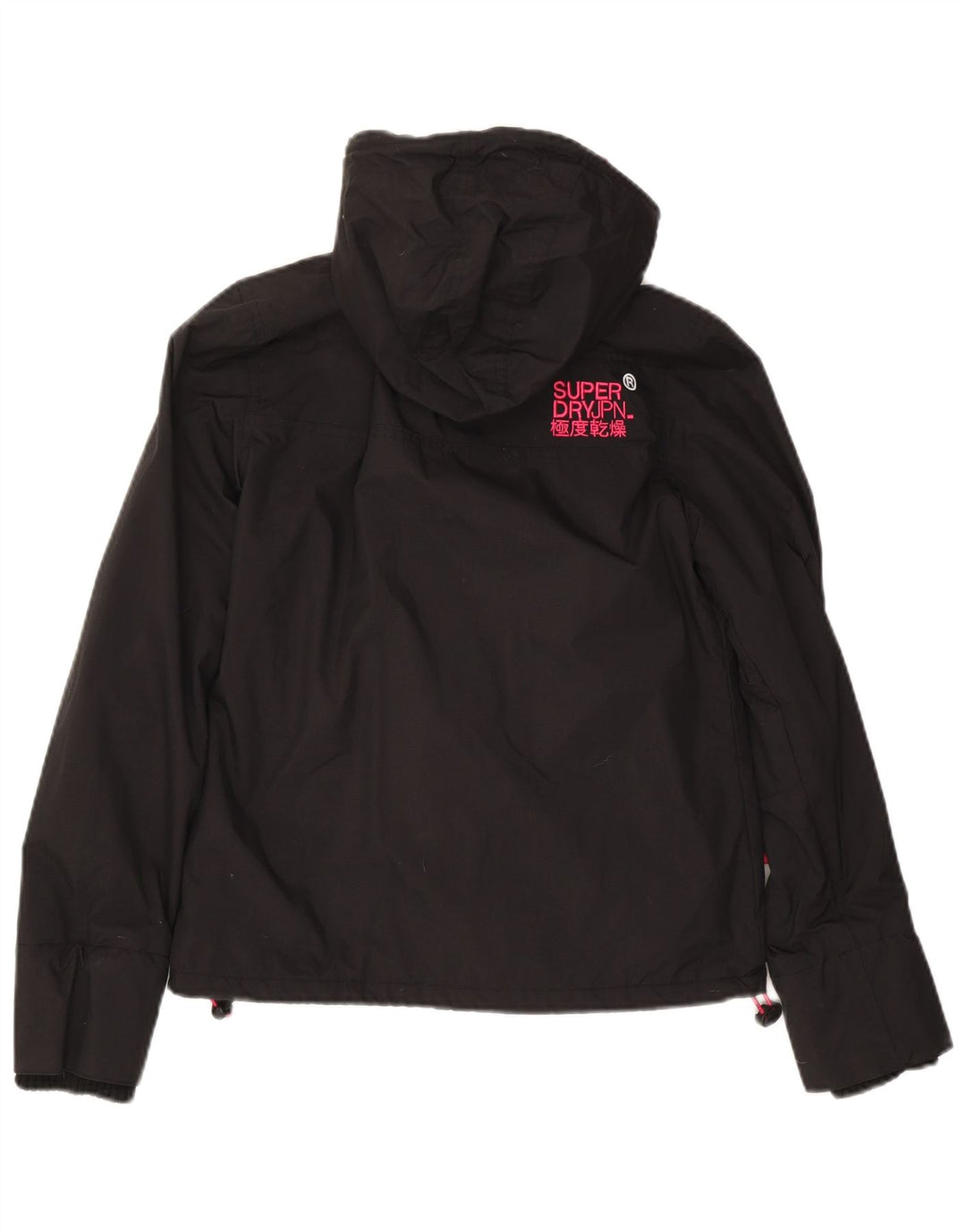 Giacca a vento con cappuccio da donna Superdry UK 10 Small nylon nero
