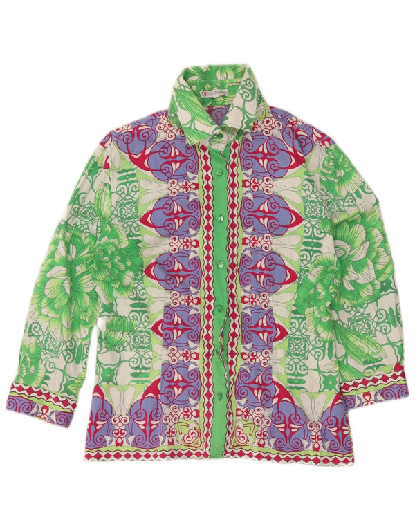Naracamicie Camicia da donna con maniche a 3/4 UK 16 Grande cotone floreale verde
